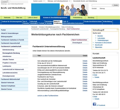 Online Kursverwaltung Natur und Ernährung Kanton Luzern 