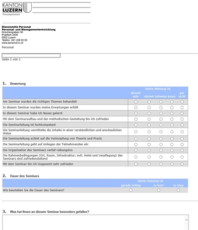 Online Umfrage Mitarbeiterkurse Kanton Luzern